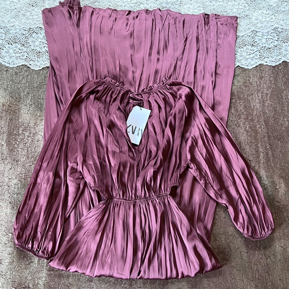 Zara Satin Effect Cut Out Dress - Picture 6 of 13